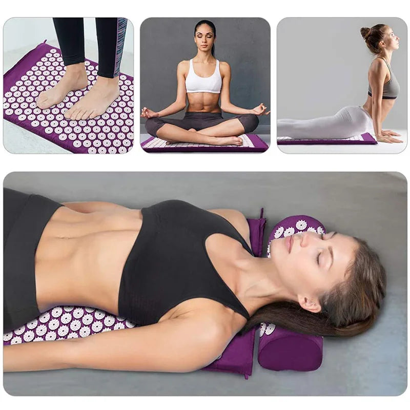 Tapis d’Acupression avec Oreiller - Kit Complet Dos et Nuque