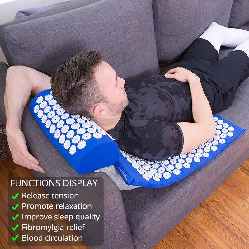 Tapis d’Acupression avec Oreiller - Kit Complet Dos et Nuque