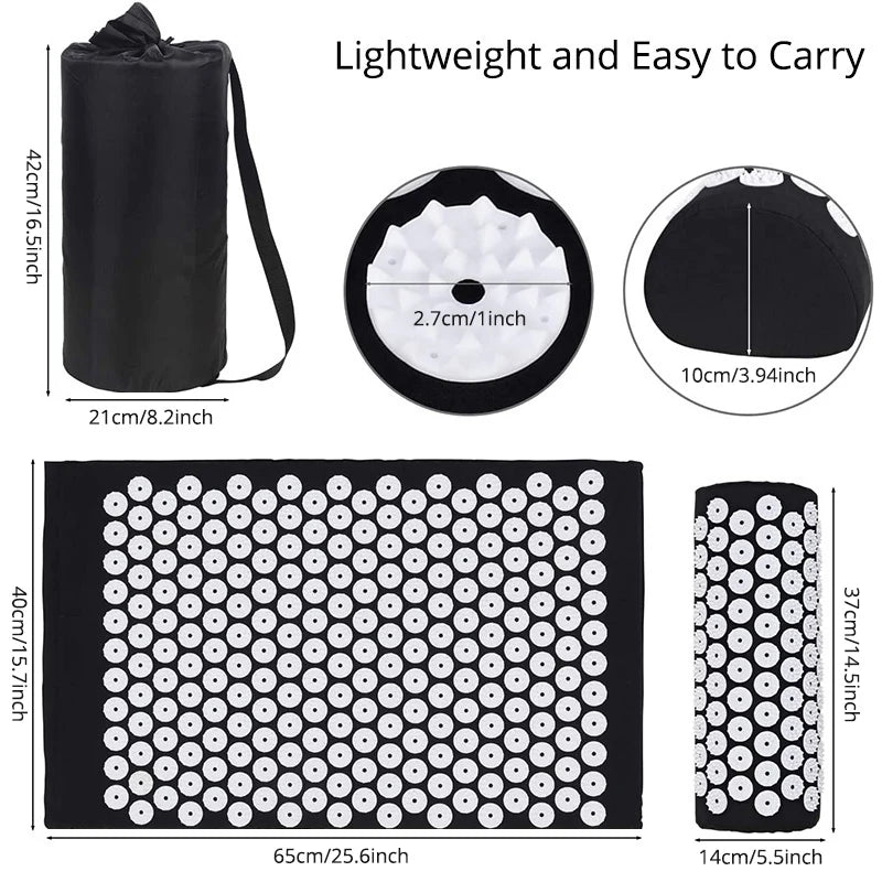 Tapis d’Acupression avec Oreiller - Kit Complet Dos et Nuque