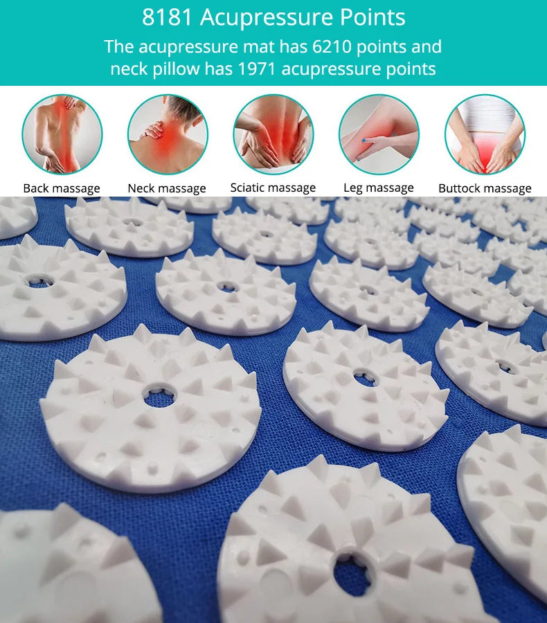 Tapis d’Acupression avec Oreiller - Kit Complet Dos et Nuque