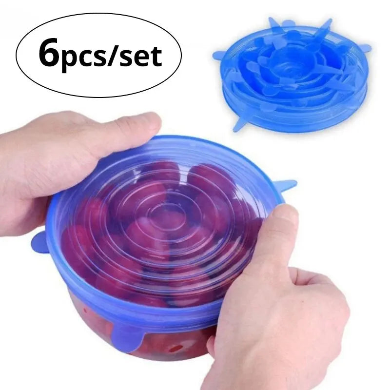 Lot de 6 Couvercles en Silicone Extensibles Réutilisables