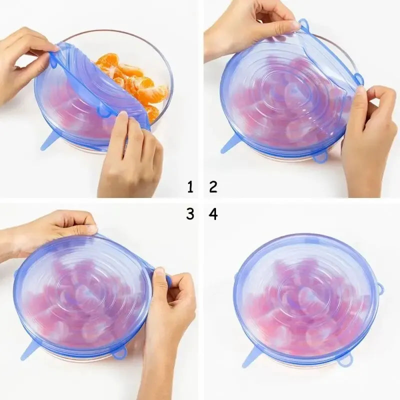 Lot de 6 Couvercles en Silicone Extensibles Réutilisables