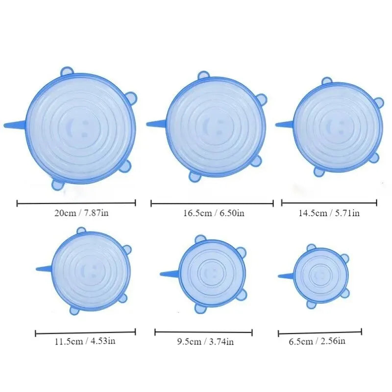 Lot de 6 Couvercles en Silicone Extensibles Réutilisables